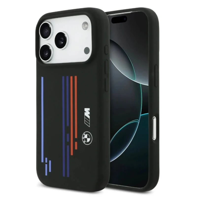 كفر BMW MagSafe لهاتف iPhone 17 Pro – اسود Tricolor Pattern