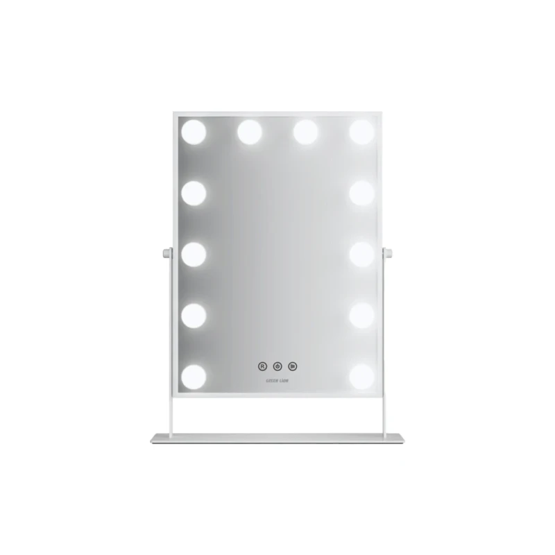 مرآة مكياج Green Lion Glam Shine – إضاءة 12 LED وتحكم باللمس