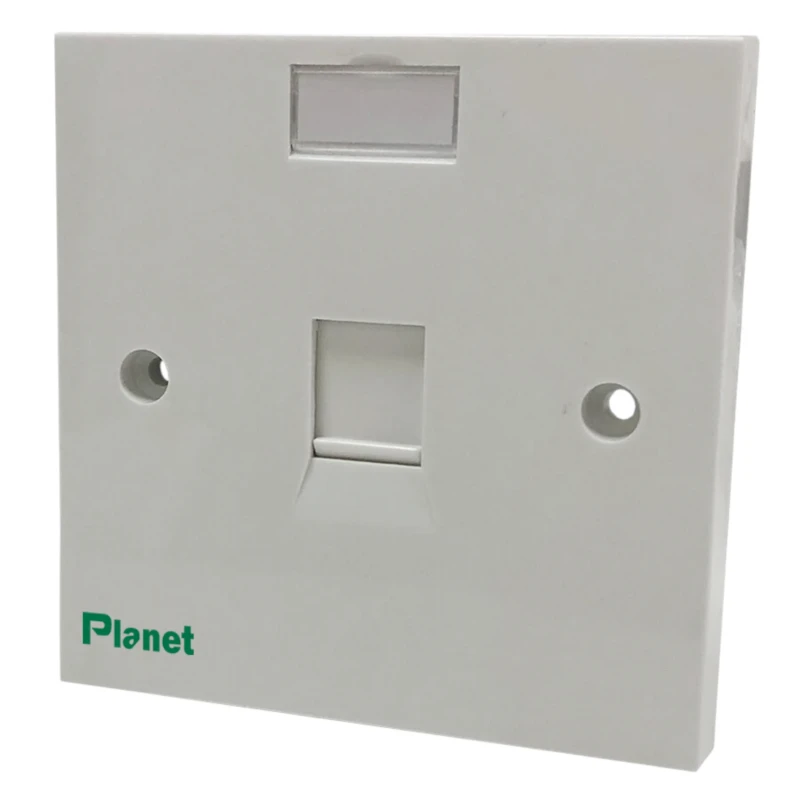 مأخذ شبكة Planet 1 منفذ – مقاس 86 × 86 مم، زاوية 90°، Toolless