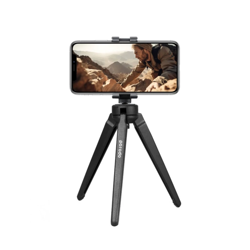 حامل تصوير مكتبي Porodo Table Tripod – تحمل حتى 3 كغ اسود