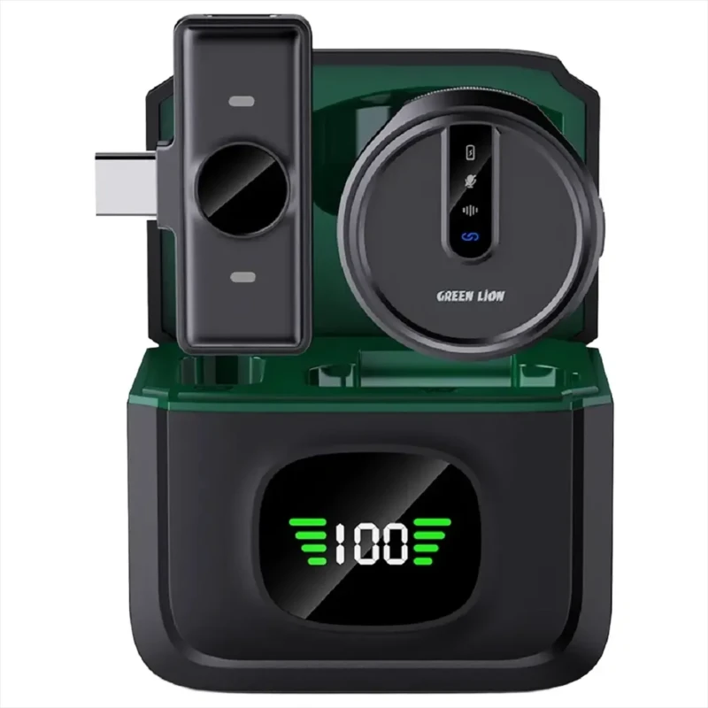 ميكروفون لاسلكي Green Lion GM-88X – مستقبل USB-C وعلبة