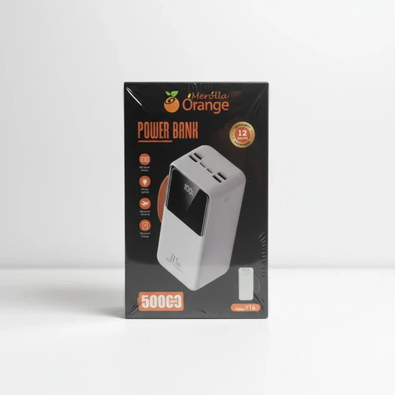 باور بانك Merolla Orange Y16 سعة 50000mAh وشحن سريع 22.5W