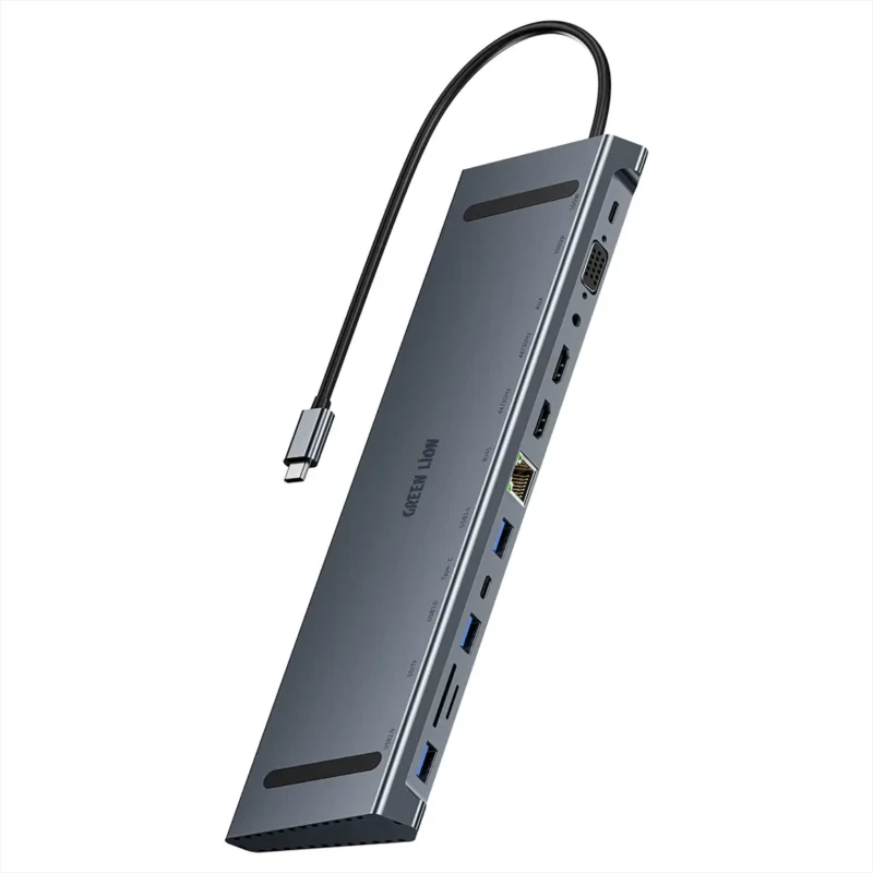 موزع USB-C Green Lion اثنا عشر في واحد – HDMI 4K وEthernet