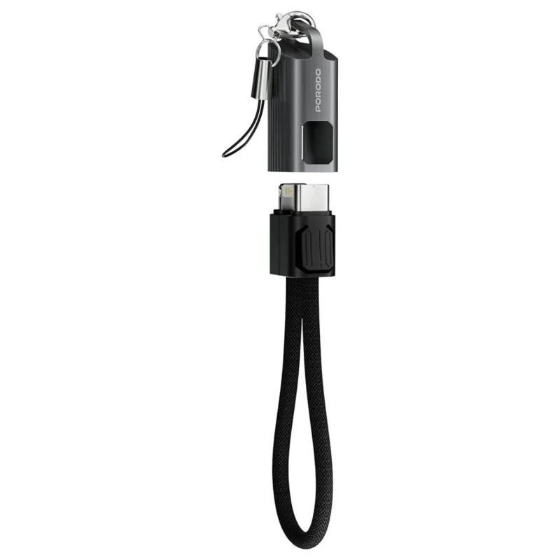 كابل شحن ميدالية Porodo – USB-C إلى Lightning بقدرة 30 واط اسود