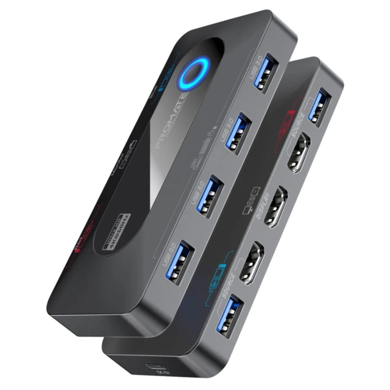 مبدل KVM Promate MediaSwitch-KVM – شاشة 4K بين كمبيوترين