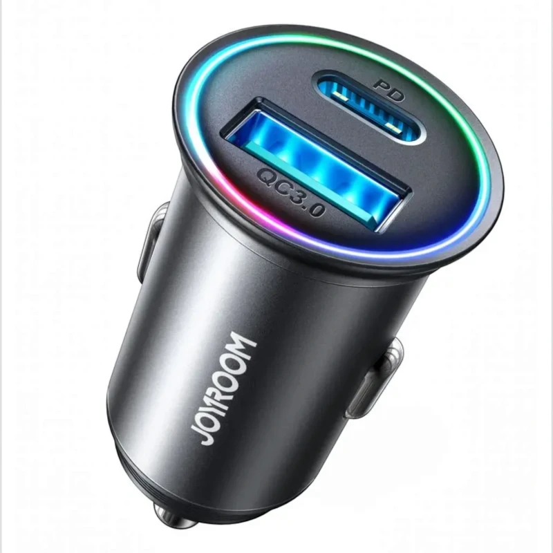 شاحن سيارة Joyroom C-A35 – منفذا شحن وحلقة إضاءة ملونة