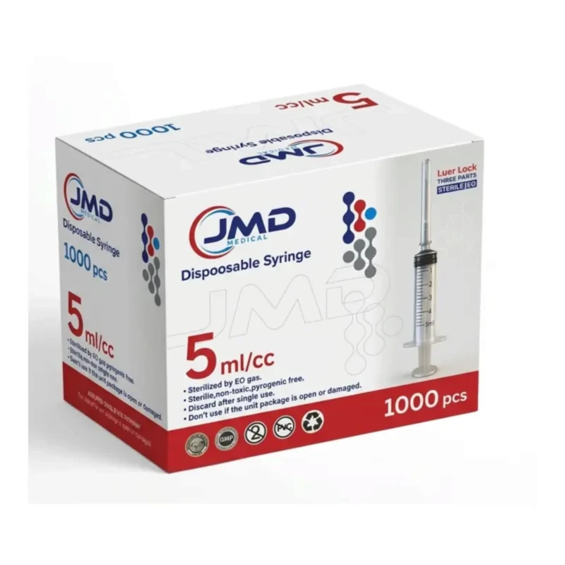 سرنغات طبية JMD سعة 5 مل – علبة 100 سرنغ