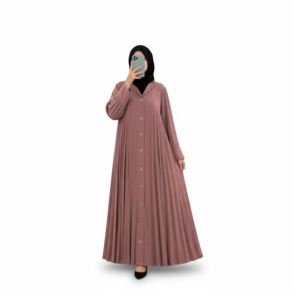 فستان نسائي سوبر باربي واسع بتفاصيل بليسيه