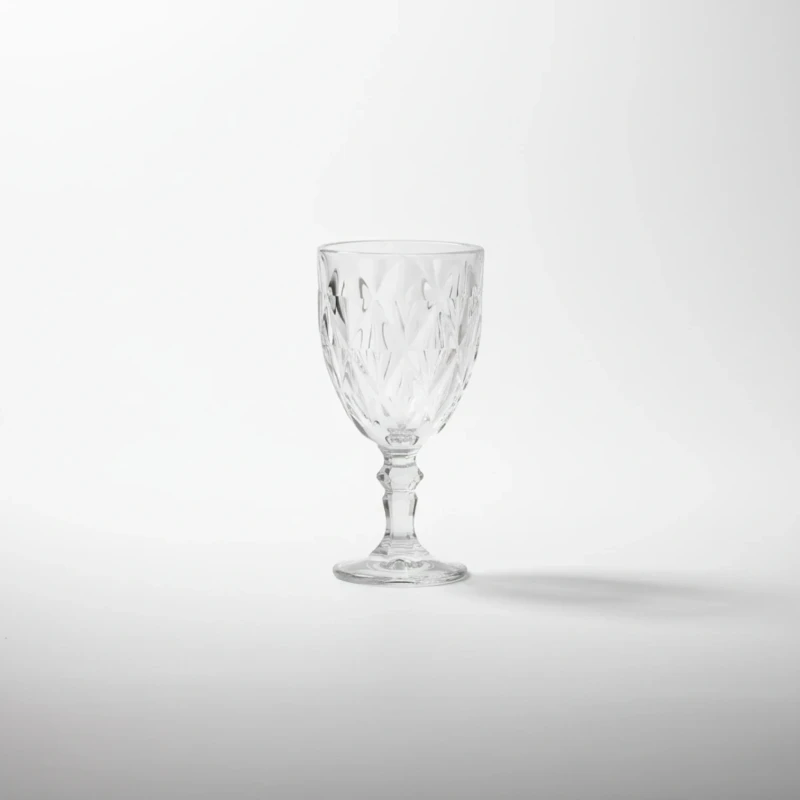 طقم كاسات عصير زجاج بقاعدة – 6 قطع بتصميم محجر-009-101-12