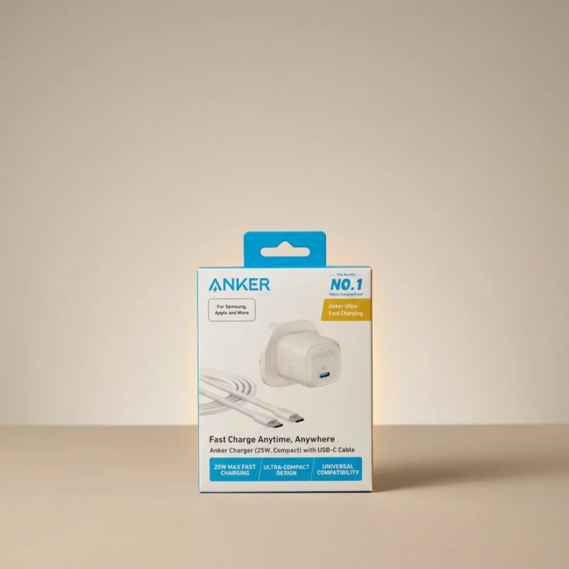 شاحن Anker بقوة 25W وتقنية PD وPPS مع كابل USB-C – موديل A2656