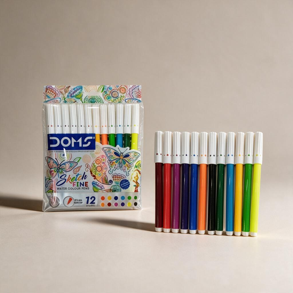 أقلام فلوماستر مائية DOMS Sketch Fine عدد 12 لوناً