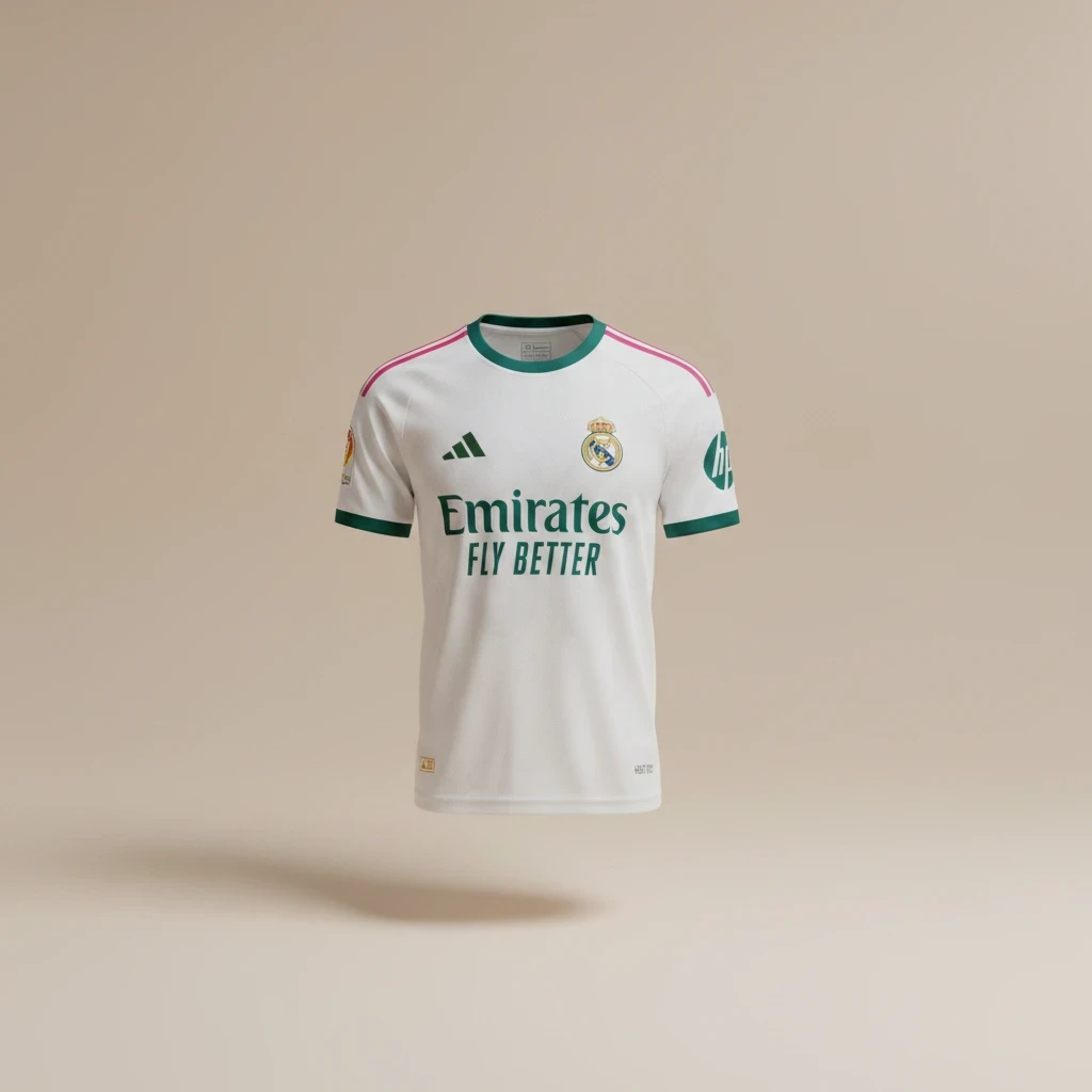 تيشيرت كرة قدم ريال مدريد الأساسي باللون الأبيض