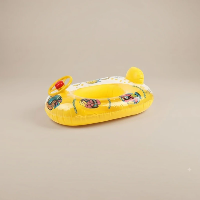 عوامة جلوس للأطفال بتصميم قارب مع مقود