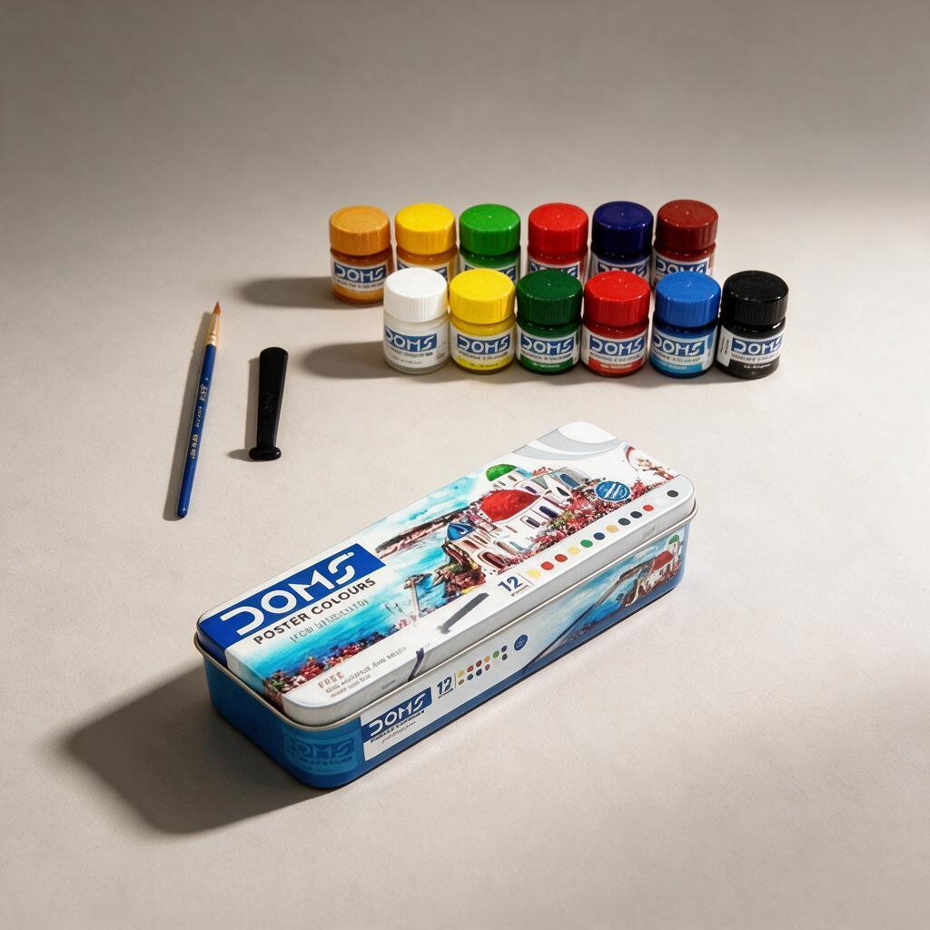 ألوان رسم كثيفة DOMS بوستر – 12 لوناً مع أدوات رسم