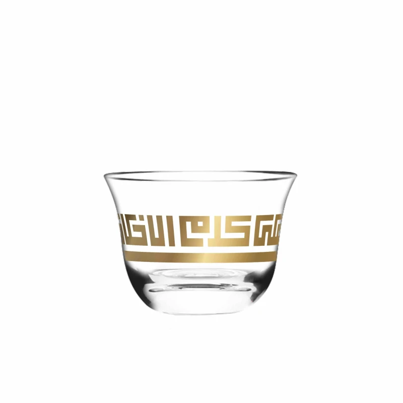 فناجين زجاجية فاخرة مزخرفة بالذهب – مجموعة الإسكندر (12 قطعة)