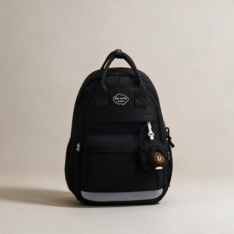 حقيبة ظهر مدرسية بمقبض مزدوج ومحفظة